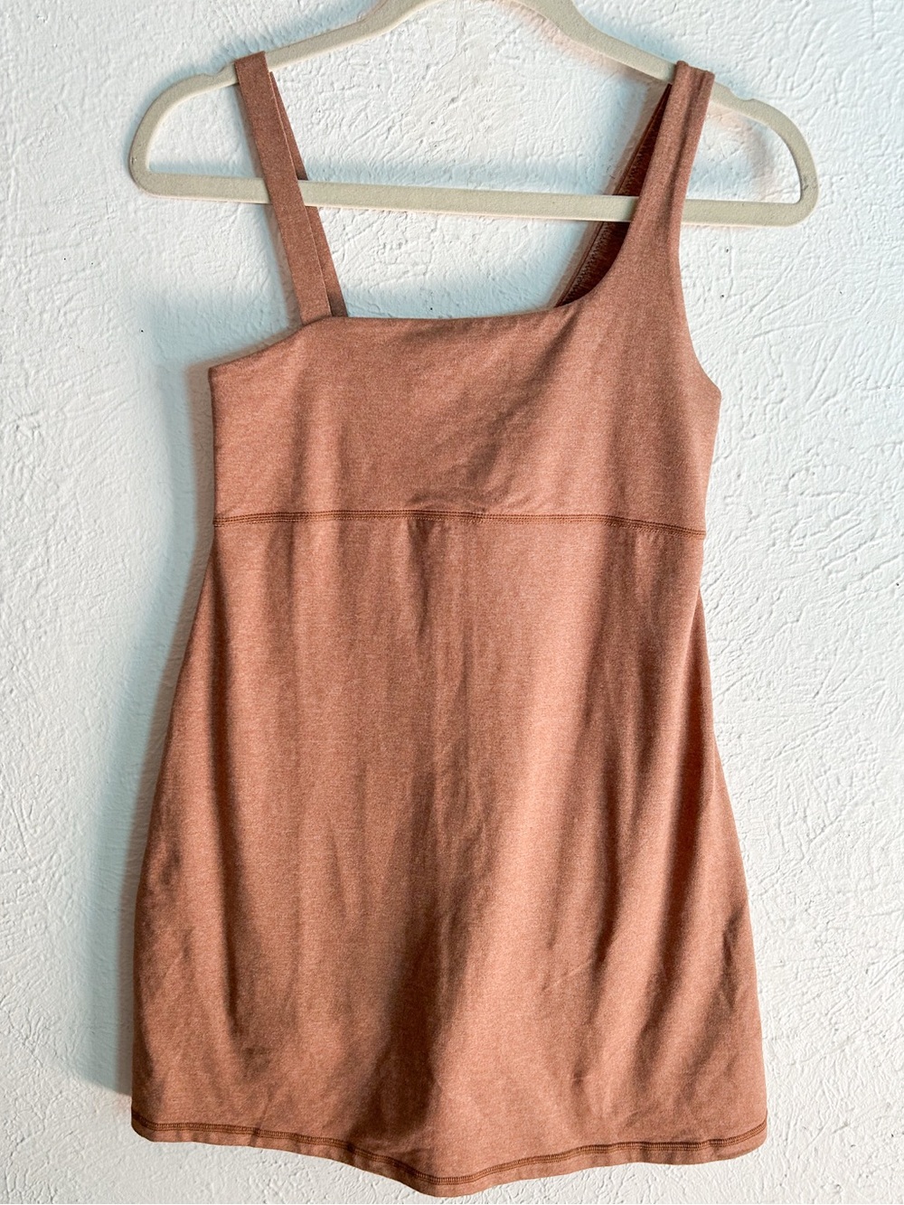 Aerie Offline Exercise Dress Built-In Shorts Asymmetrical Straps Brown Small